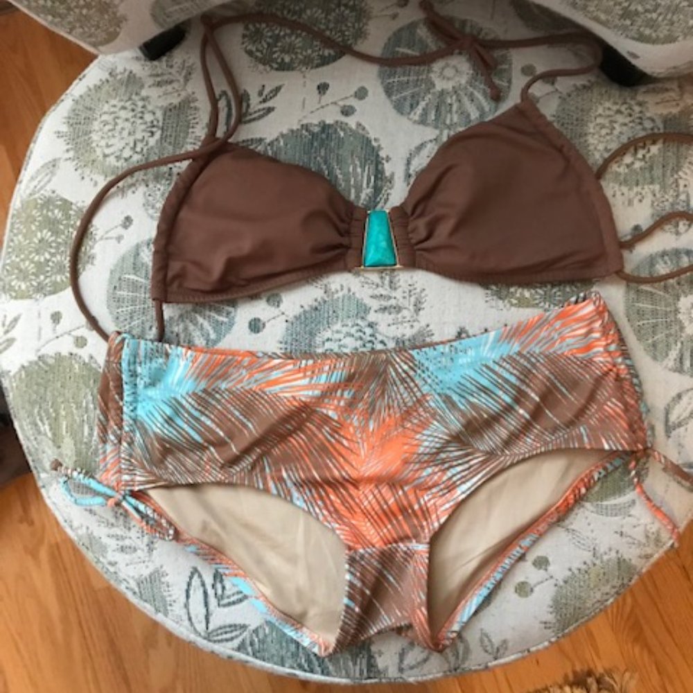 Victoria's Secret Tropical Brown and Turquoise Bikini - NWOT